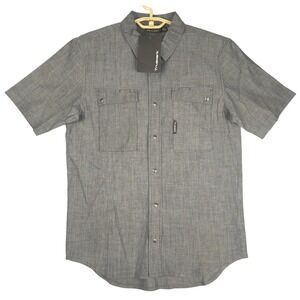 Truewerk Edo Mens Gray Short Sleeve Button Up‎ Work Shirt Performance Workwear M